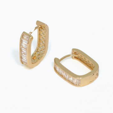 Earrings Clear CZ Hoops in Gold