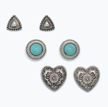 Earrings Silver & Turquoise Trio