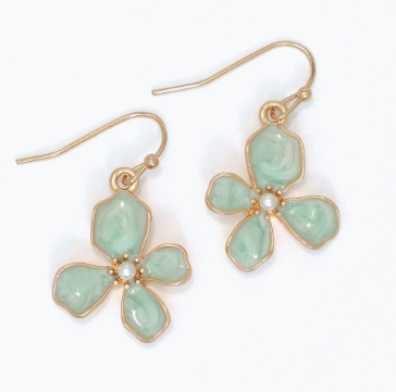 Earrings Enamel Flowers with Pearl