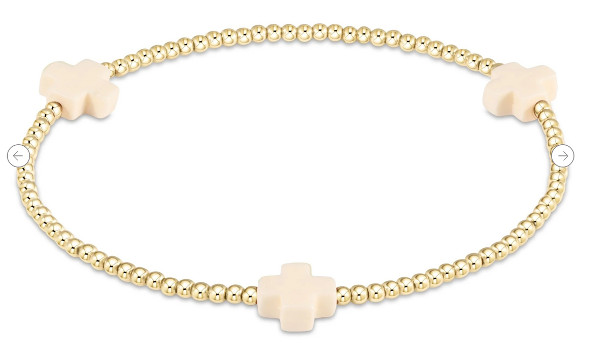 Signature Cross Small 2mm Gold Bracelet -Off-White