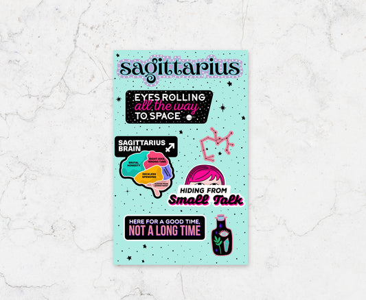 Sagittarius Sticker Sheet  (zodiac, astrology, funny)