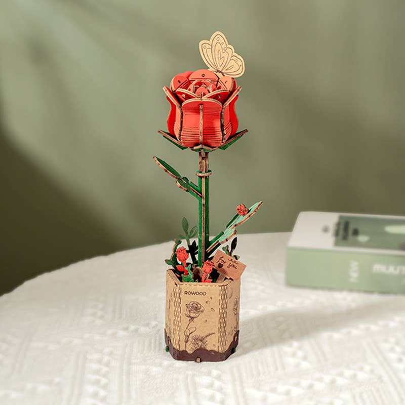 Red Rose 3D Wooden Puzzle