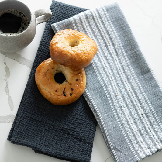 3 Piece Ez Home Black Stripe Kitchen Tea Towel Set