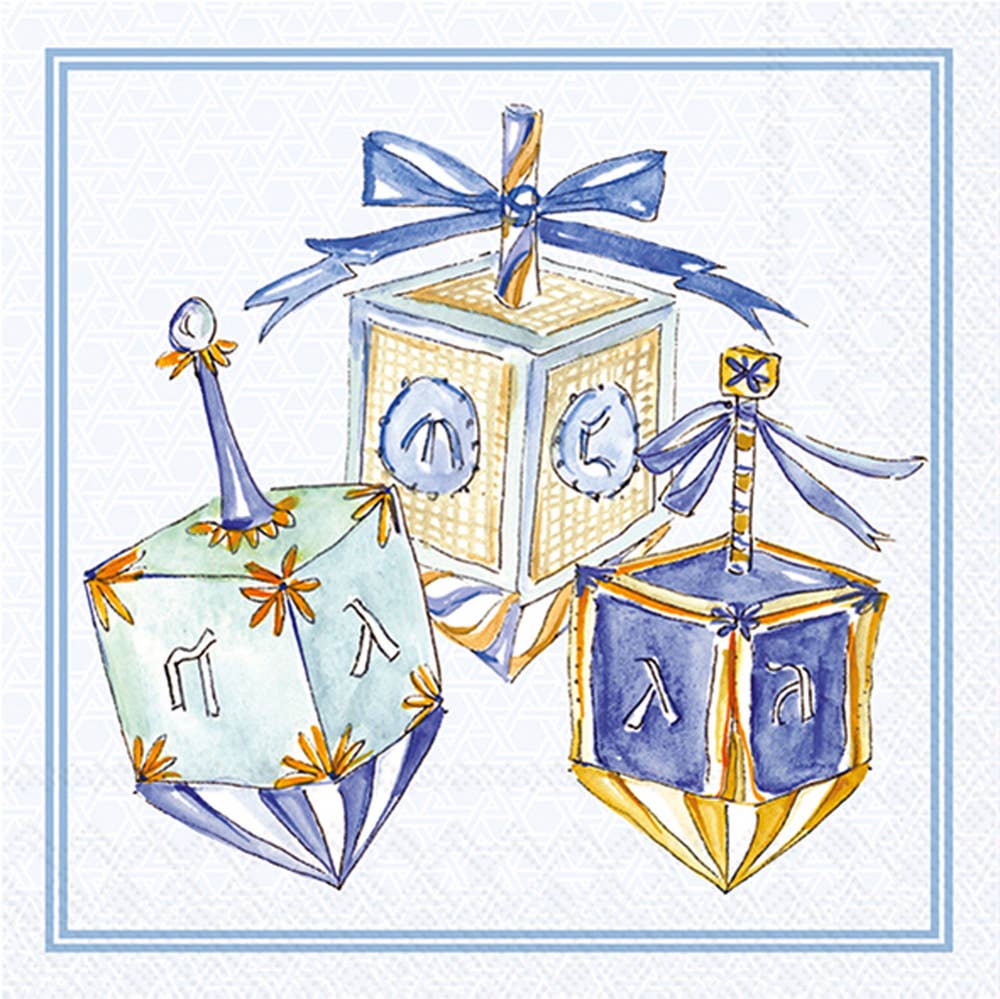 Paper Cocktail Napkins 20ct Dreidels Hanukkah