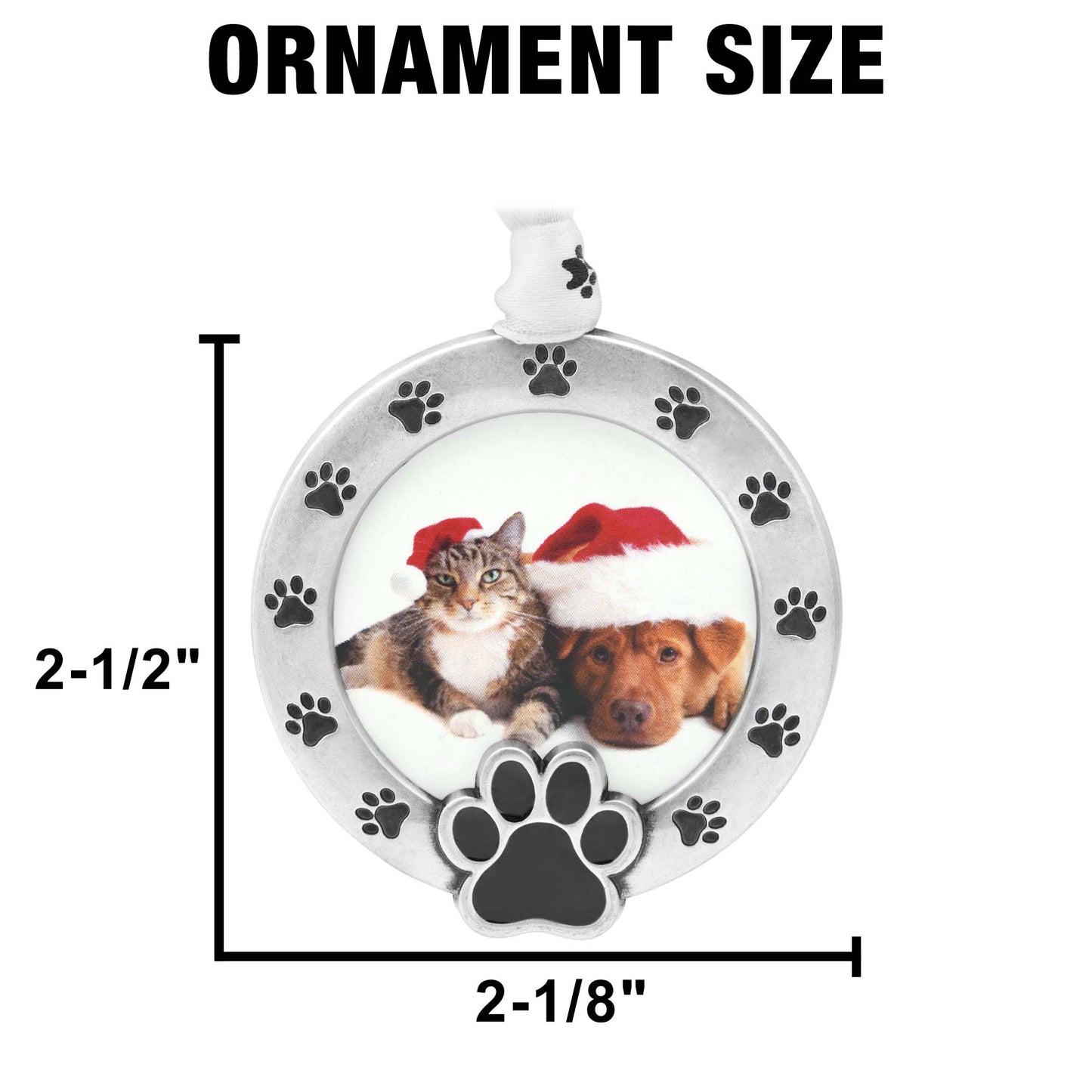 Paw Print Picture Frame Ornament - Pewter Silver