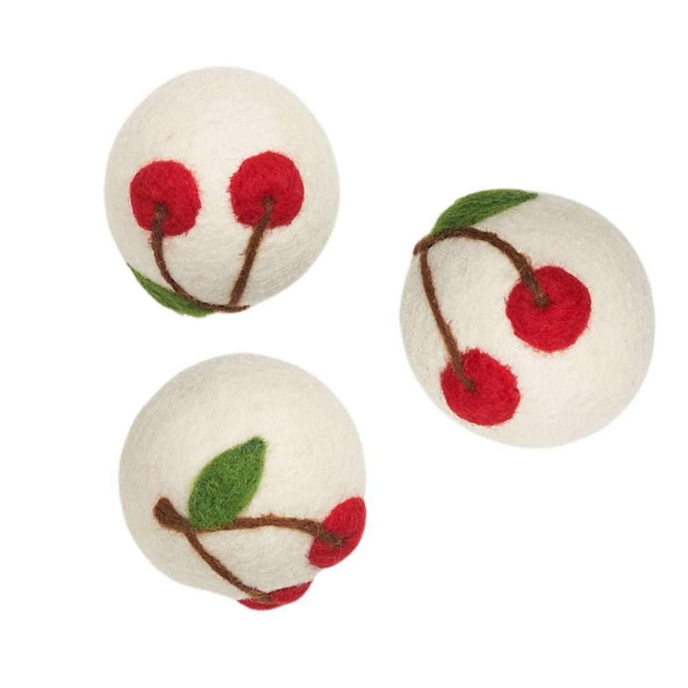 Wool Dryer Balls - Set of 3 ME Cherry