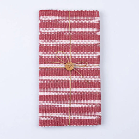Red & White Stripe Woven Table Runner