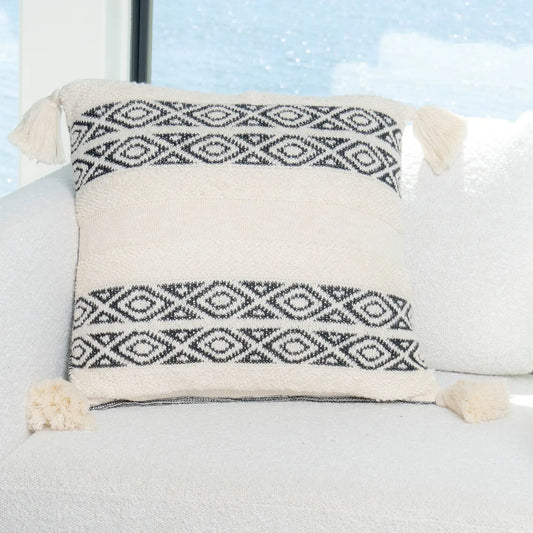 Necalli Reversible Striped Cotton Throw Pillow